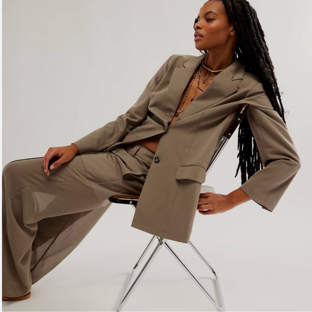 Free People Sheer Soul Blazer Pant Suit 2 Piece Set Size 8 New With Tags